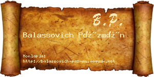 Balassovich Pázmán névjegykártya